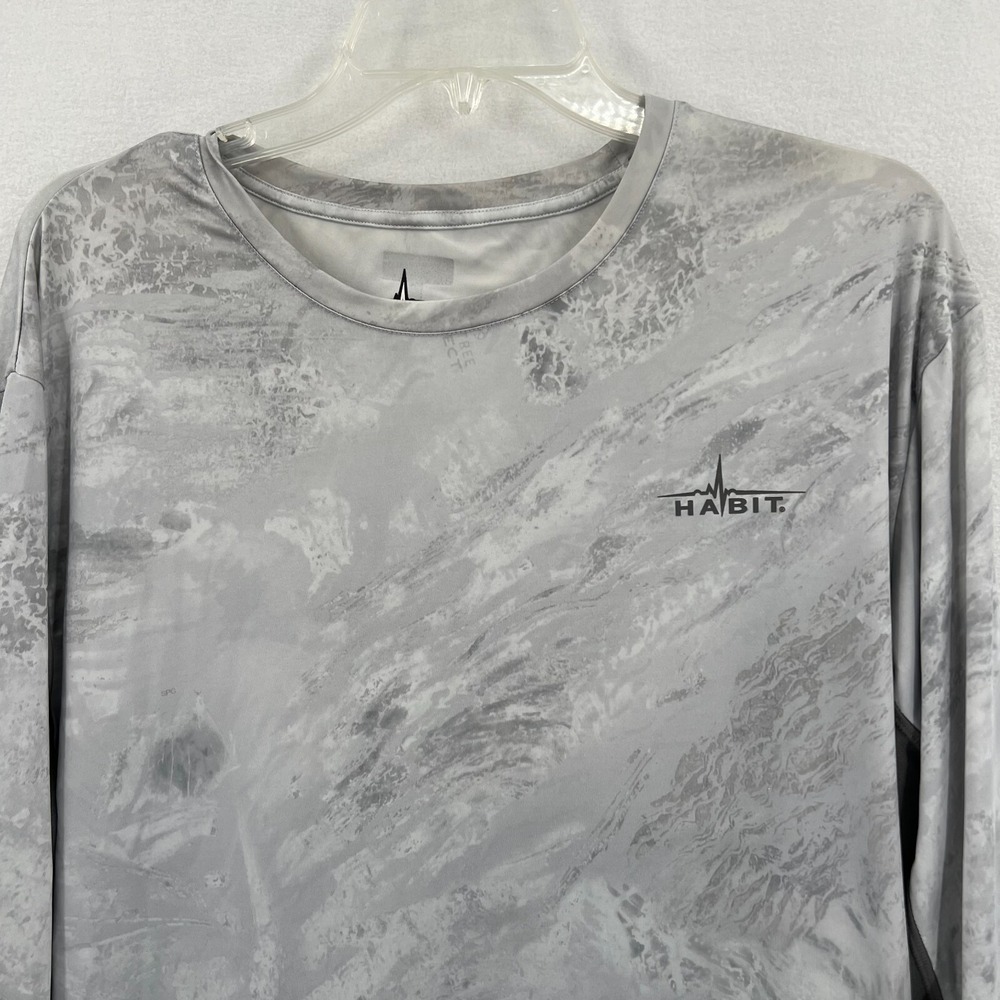 Habit Fishing Outdoors Shirt Mens Size Large Gray‎ Realtree Aspect Solar 40+